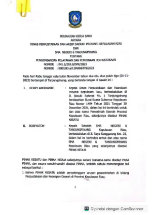 MoU denganSMA Negeri 6 Tanjungpinang