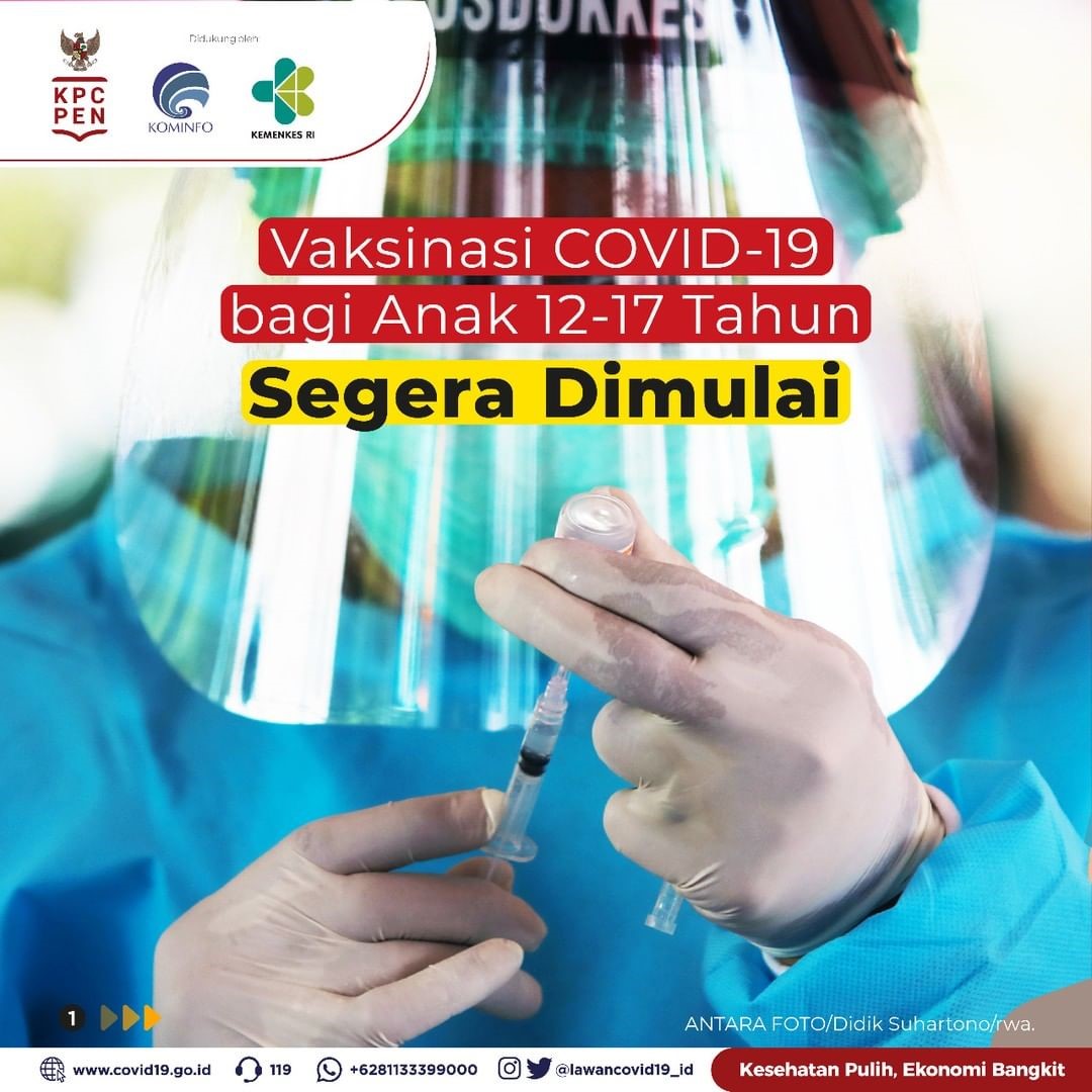 Vaksinasi COVID-19 Bagi Anak Usia 12-17 Tahun Segera Dimulai