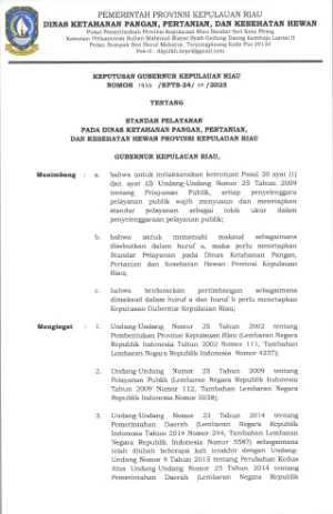 SK NOMOR 1425 TAHUN 2025 - STANDAR PELAYANAN