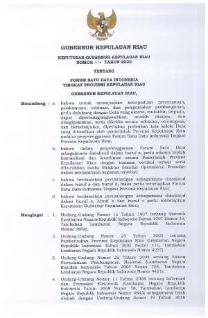 SK Forum Satu Data 374 Kepulauan Riau Tahun 2023