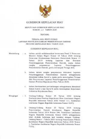 SK Perjanjian Swakelola Tahun 2025 Tenaga Ahli Penyusunan LPPD