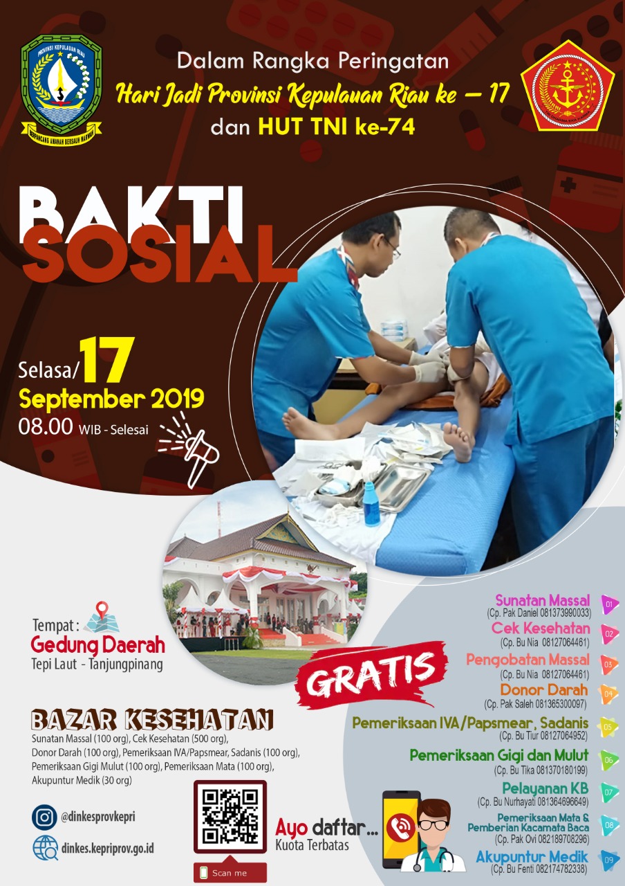 Bakti Sosial Dalam Rangka Peringatan Hari Jadi Provinsi Kepri yang ke-17 dan HUT TNI ke-74