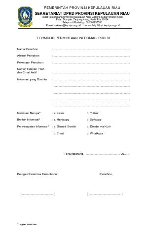 Formulir Permohonan Informasi (unduh)