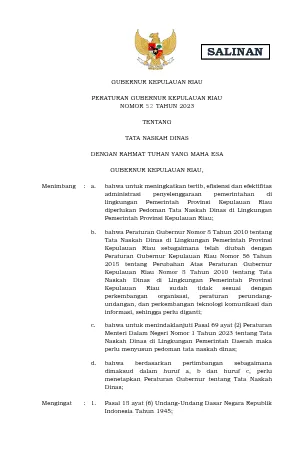 PERGUB_NOMOR_52_TAHUN_2023 TENTANG TATA NASKAH DINAS