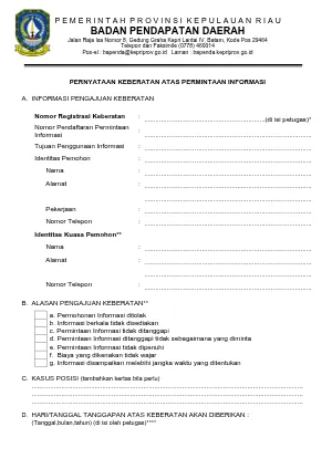 Formulir Keberatan