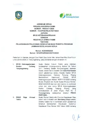 Bpjs ketenagakerjaan dengan RSUD RAT