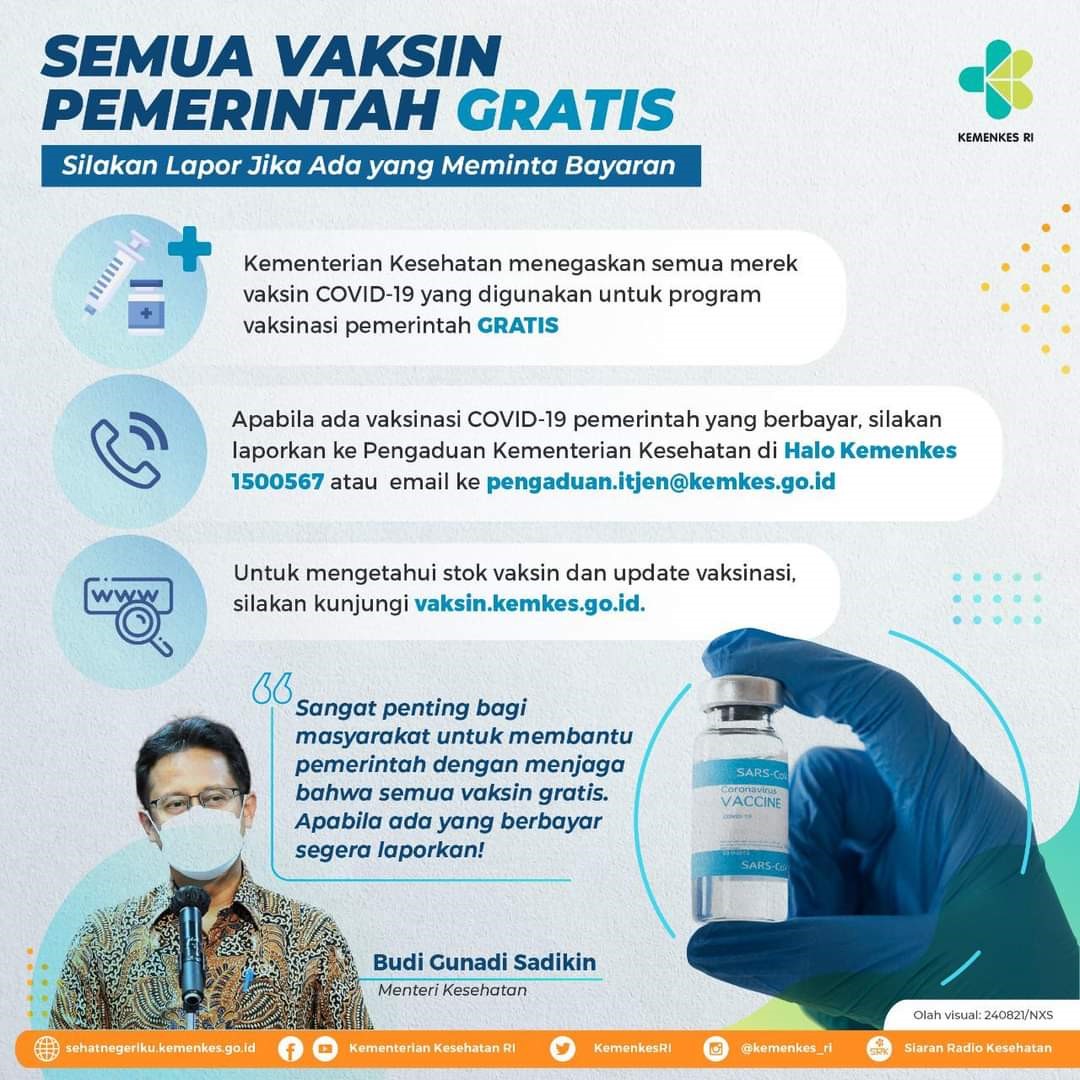 Semua Vaksin Pemerintah Gratis