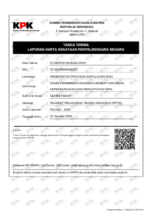 LHKPN Pejabat Pelaksana Teknis Kegiatan - SYARIFAH MUDZALIFAH SE