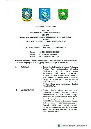 PERJANJIAN KERJASAMA TENTANG PENGELOLAAN KAWASAN KONSERVASI