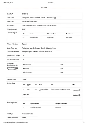 PENINGKATAN JALAN SP. SETAJAM -SERTEH, KABUPATEN LINGGA 2026