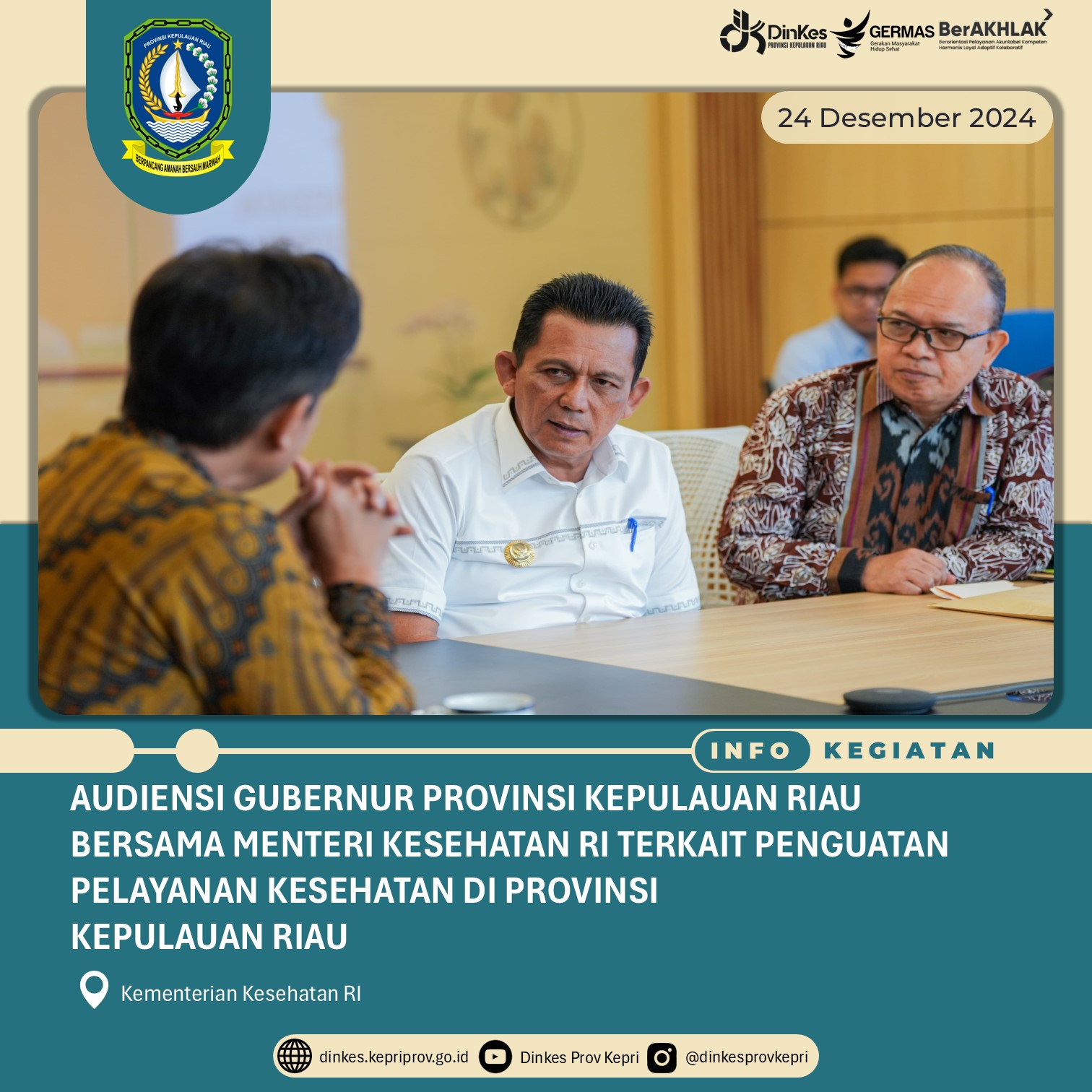 Kadinkes Kepri Dampingi Gubernur Ansar ke Kemenkes, Sampaikan Gagasan Penguatan Pelayanan Kesehatan