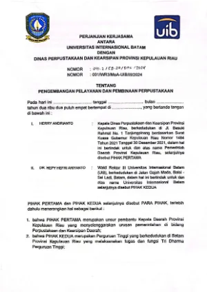 MoU DPK Kepri dengan Universitas Internasional Batam
