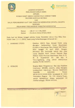RSUD RAT DAN BALAI PENGAMAMAN ALAT DAN FASILITAS KESEHATAN (BPAFK) JAKARTA