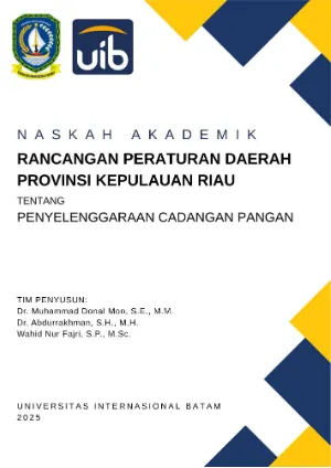 LAPORAN AKHIR NA RAPERDA PROV KEPRI TENTANG PENYELENGGARAAN CADANGAN PANGAN OK