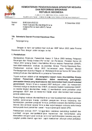 LAPORAN HASIL EVALUASI (LHE) SAKIP 2022