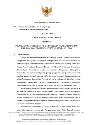 Surat Edaran tentang Pelaksanaan Konsolidasi 2025