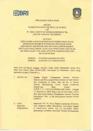 Perjanjian Kerja Sama ( MOU/PKS ) dengan Pihak Ketiga