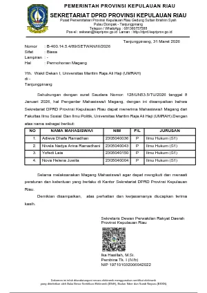Menerima Magang Mahasiswa Ilmu Hukum UMRAH