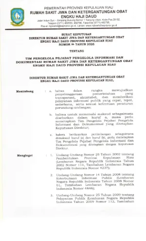 SK Tim Pengelola Pejabat Pengelola Informasi dan Dokumentasi
