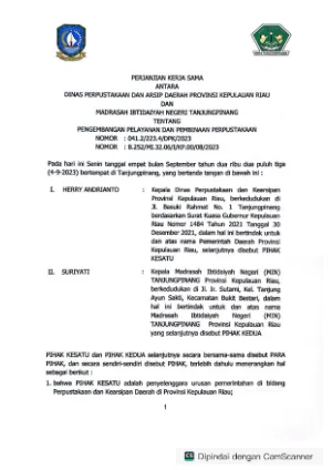 MoU dengan Madrasah Ibtidaiyah Negeri Tanjungpinang