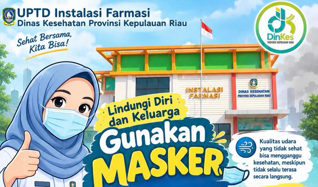 Waspada Kualitas Udara Tidak Sehat, UPTD Instalasi Farmasi Dinas Kesehatan Provinsi Kepulauan Riau Ajak Masyarakat Gunakan Masker