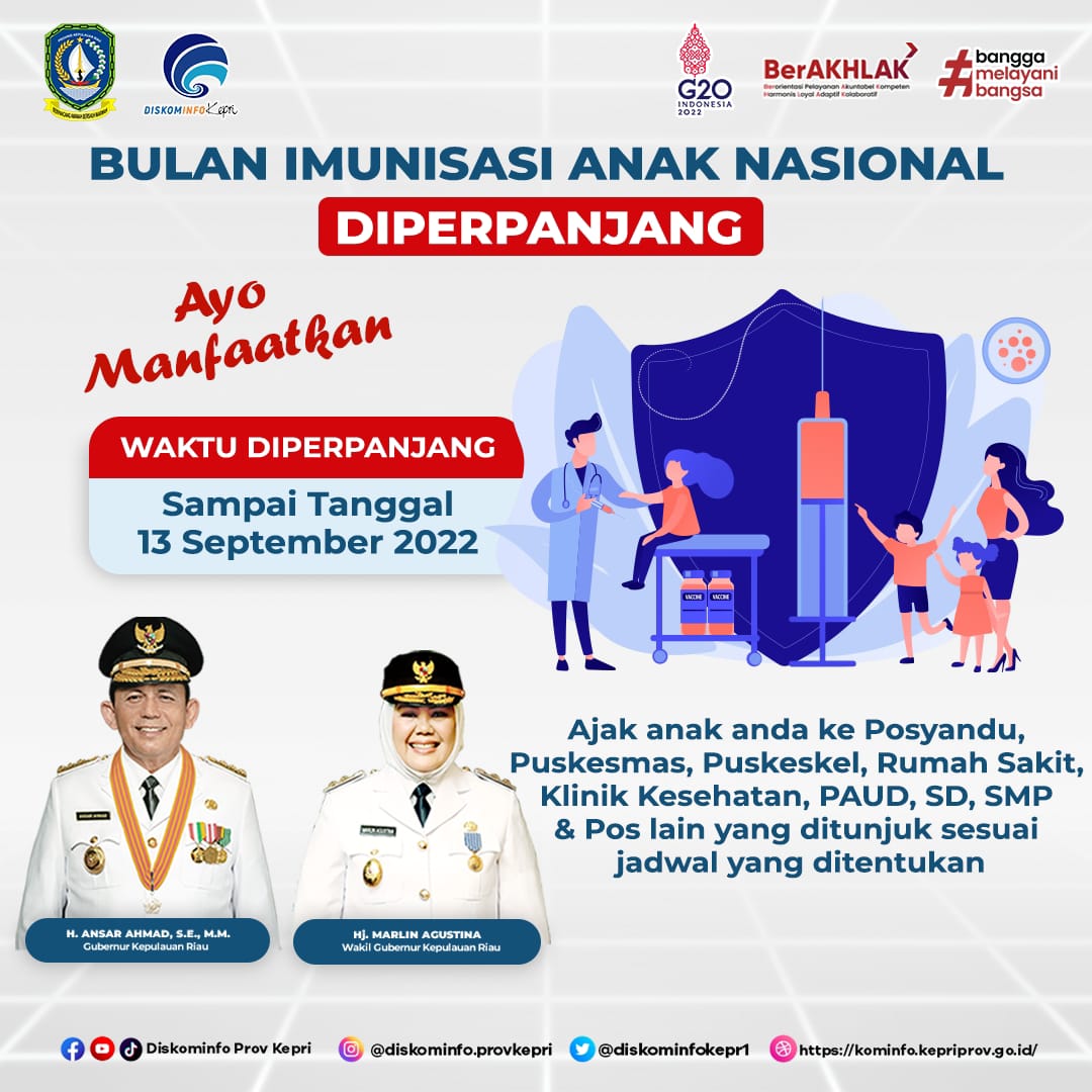 Ayo Manfaatkan...Bulan Imunisasi Anak Nasional Diperpanjang Sampai 13 September 2022
