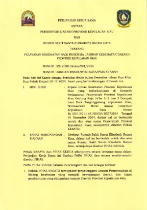 1. PKS PROV KEPRI DAN RS. ELIZABET BATAM KOTA 2024