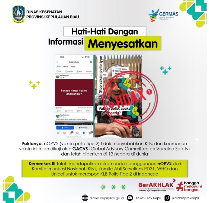 Berita Hoax : KLB Polio Disebabkan Vaksin Polio Tipe-2