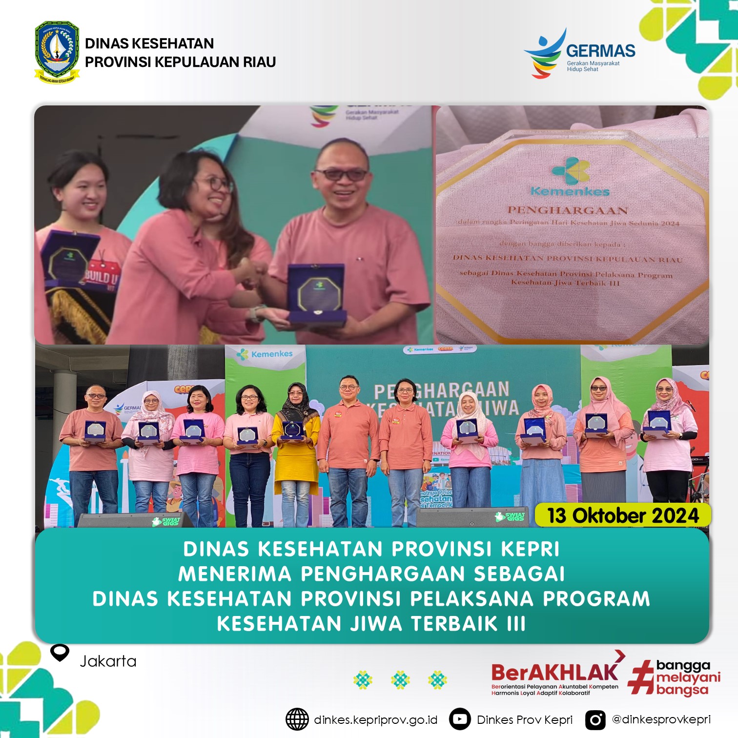 Dinkes Kepri Raih Penghargaan Pada Pelaksanaan Hari Kesehatan Kesehatan Jiwa