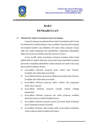 Laporan Keuangan Dinas Sosial Provinsi Kepulauan Riau Tahun 2025