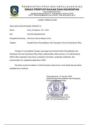 Surat Pernyatan Mou, Swakelola, dan Kemitraan Tahun 2025