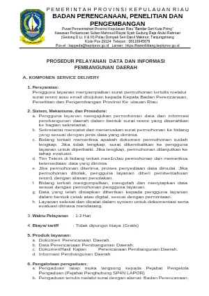 STANDAR PELAYANAN DATA