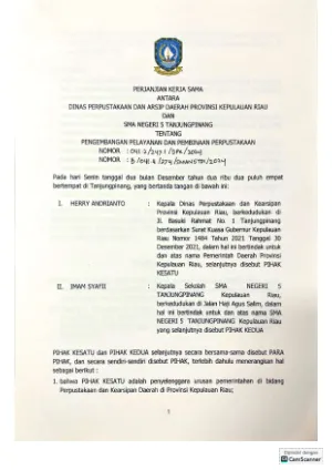 MoU DPK Kepri dengan SMAN 5 Tanjungpinang