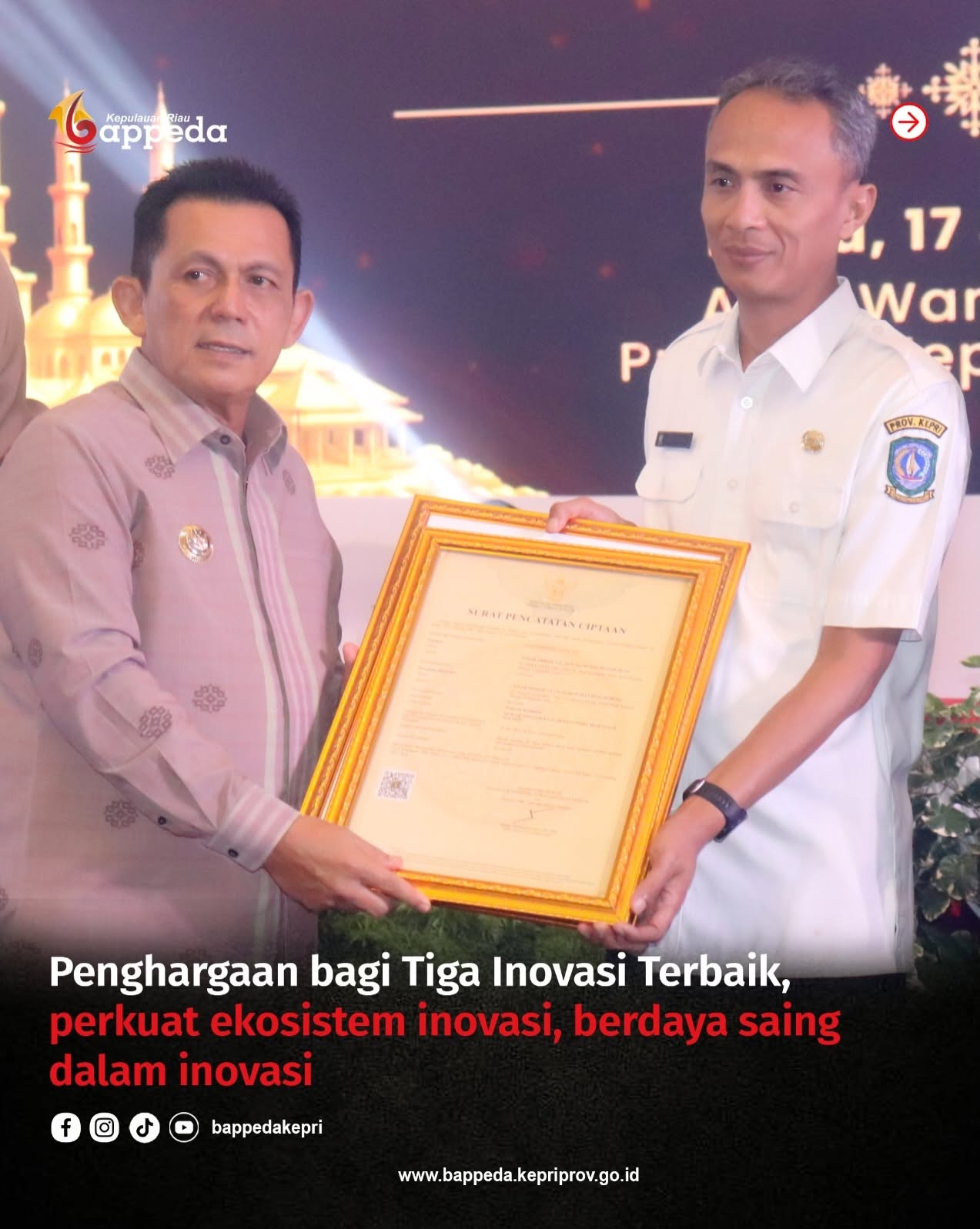 Penghargaan bagi Tiga Inovasi Terbaik, perkuat ekosistem inovasi, berdaya saing dalam inovasi