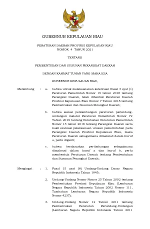 Peraturan Daerah Prov. Kepri Nomor 04 2021