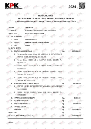 SYARIP HIDAYAT - Pengumuman LHKPN KPK 2025