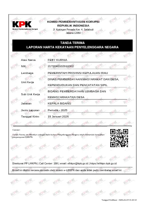 LHKPN Pejabat Eselon III An. FEBY KURNIA, S.STP,. M.Si