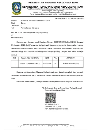 Menerima Magang Mahasiswa STIE Pembangunan