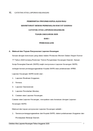 Catatan Atas Laporan Keuangan Tahun 2025