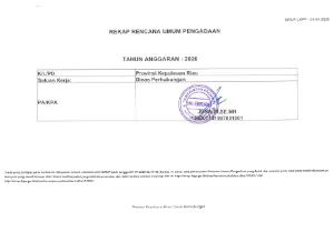 Rencana Umum Pengadaan (RUP) / SIRUP Tahun 2026