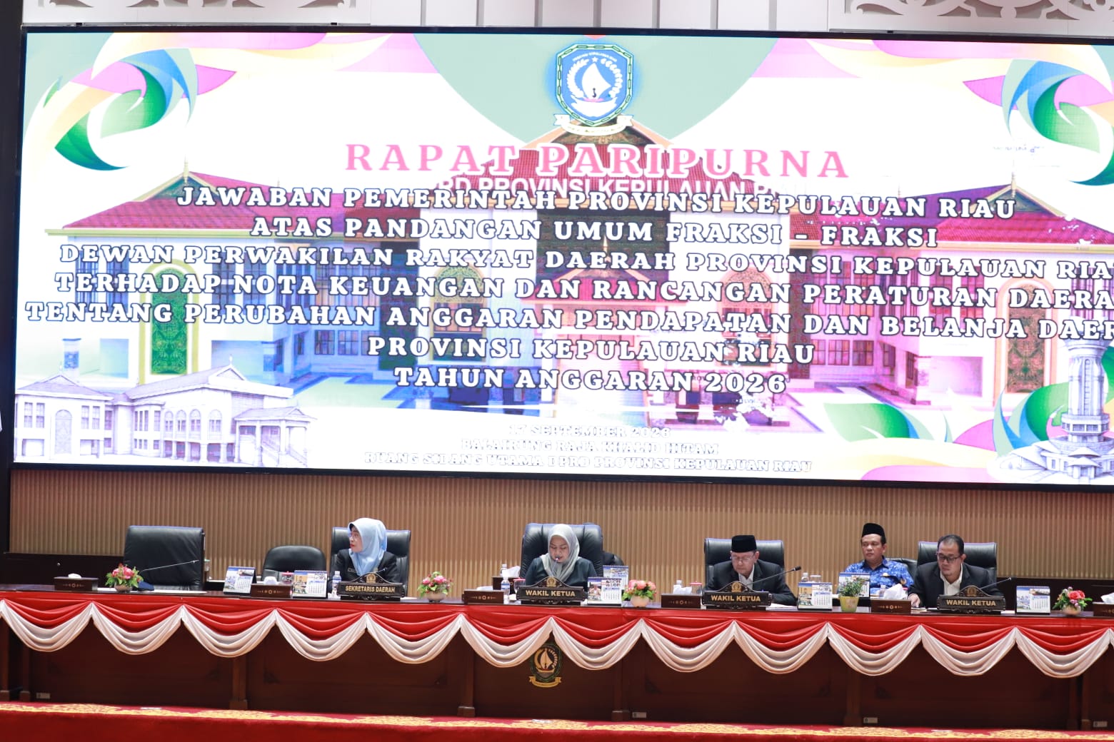 Paripurna DPRD Kepri, Pemprov Sampaikan Jawaban atas Pandangan Fraksi terhadap Perubahan APBD 2026
