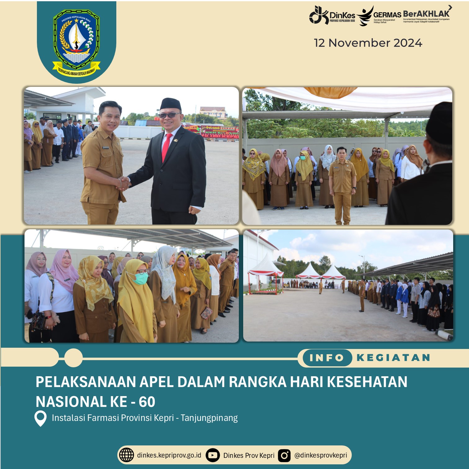 Kadinkes Kepri Pimpin Apel Hari Kesehatan Nasional ke-60. Tekankan 3 poin ini :