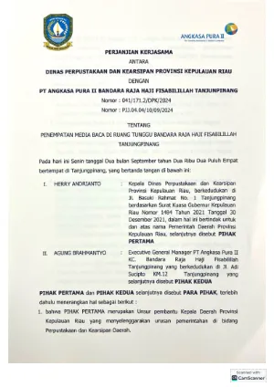 MoU dengan PT.ANGKASA PURA II BANDARA RAJA HAJI FISABILLAH TANJUNGPINANG