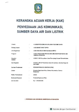 Kerangka Acuan Kerja Penyedia Jasa Komunikasi