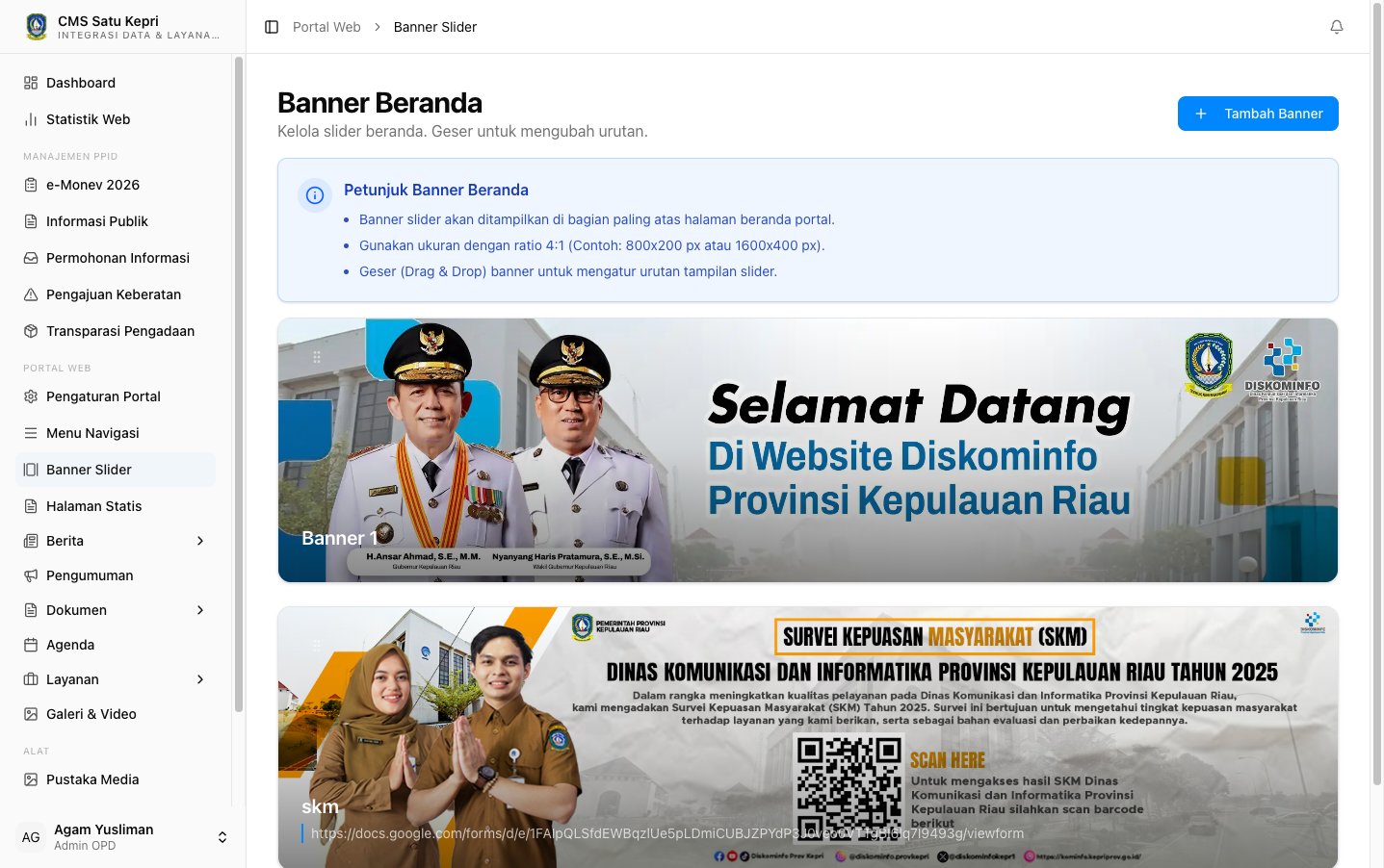 Form Tambah Banner