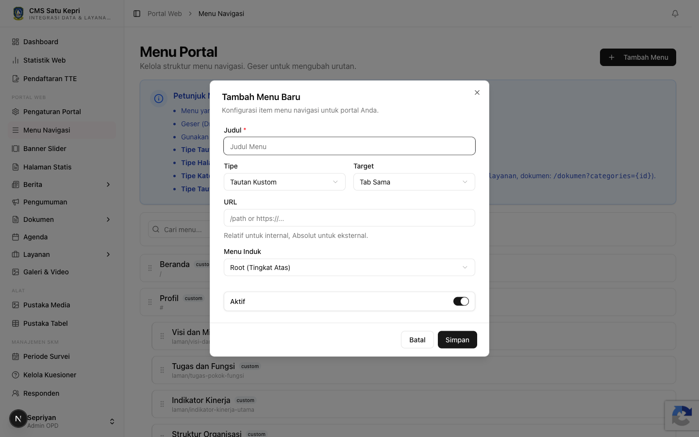 Form Menu