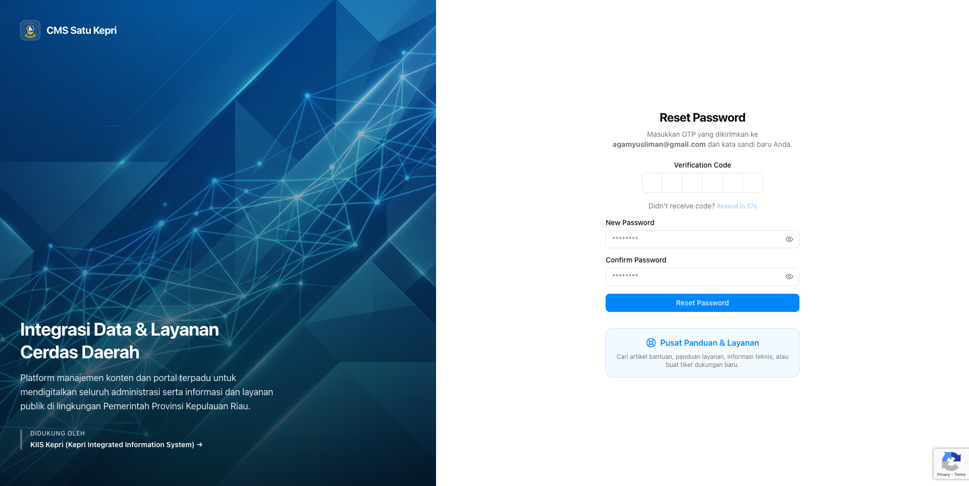 Halaman Reset Password